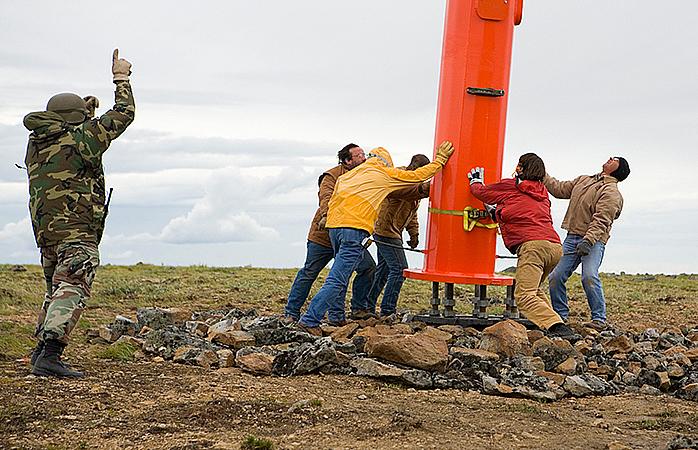 Niles Radio and the US Military attemp to set an 80' mono pole for a communication site in Central Alaska